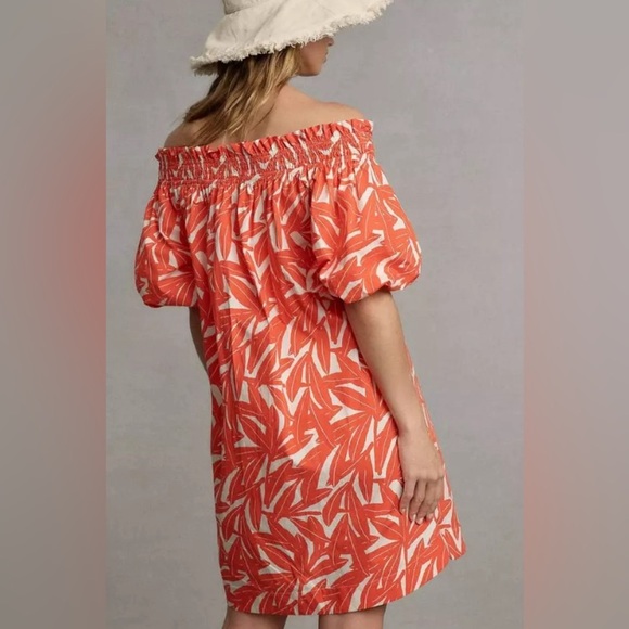Anthropologie WHIT TWO Banana Leaf Off-The-Shoulder Tunic Dress Size Sma… - Picture 2 of 8